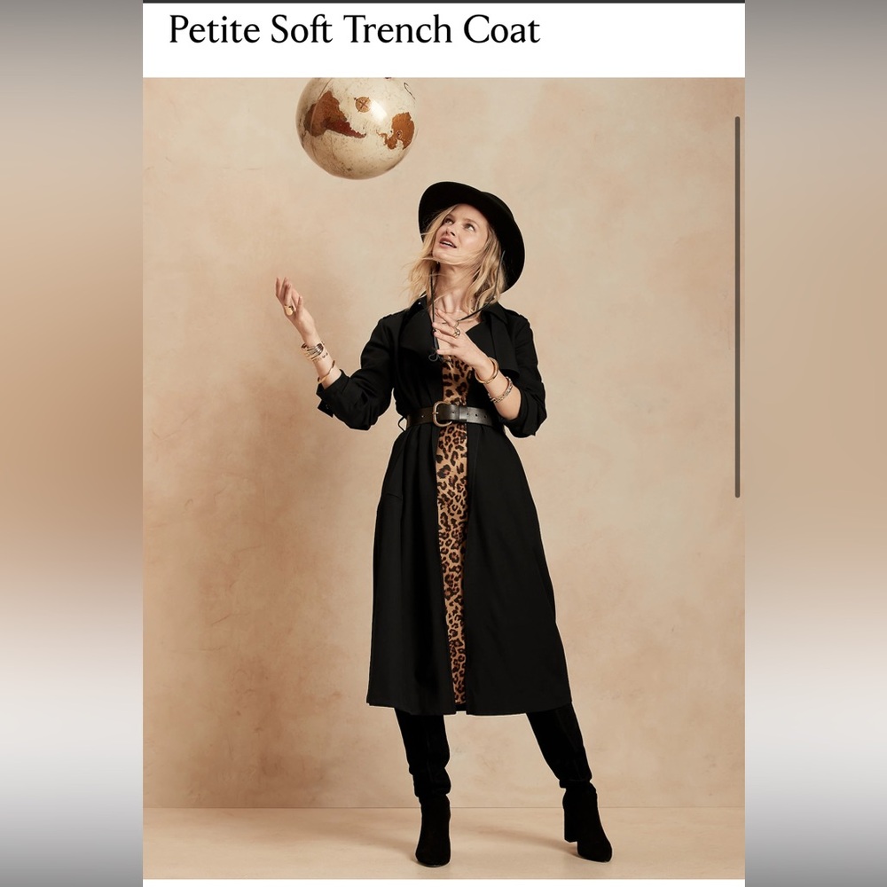 Banana Republic Black Soft Trench Petite Medium